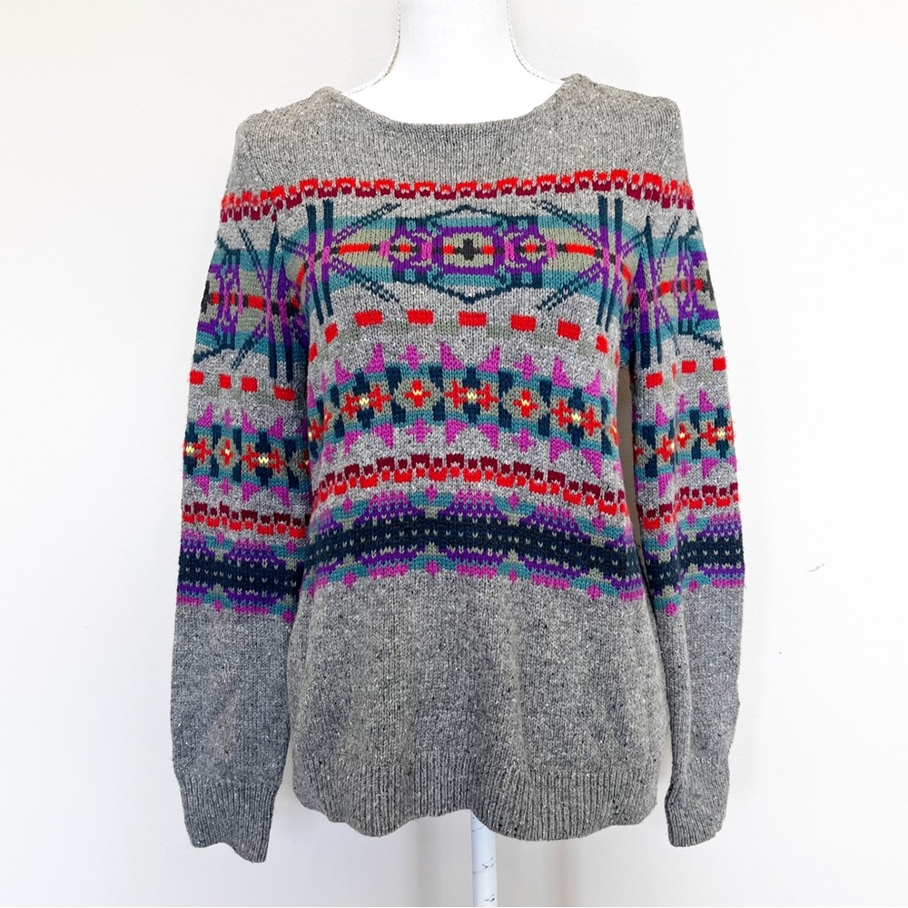CHAPS Denim | Multi-Color Fair Isle Nordic Ski Sweater | Size Petite L